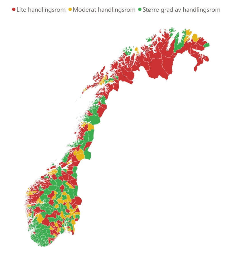 &Oslash;konomisk handlingsrom i norske kommunar i 2025