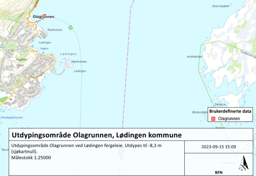 Kartillustrasjon som viser området som skal utdypes