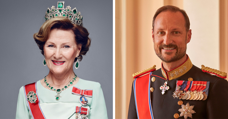 Bilete av Hennar Majestet Dronning Sonja og Hans Kongelige Høyhet Kronprins Haakon.