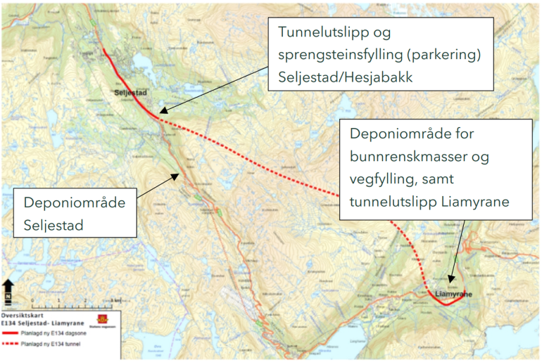 Kart med tunneltrasé. 
