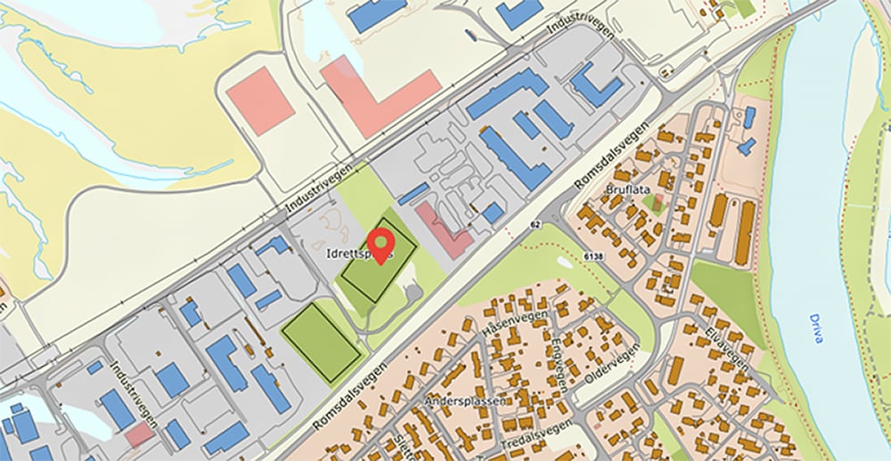 Kartutsnitt over området.