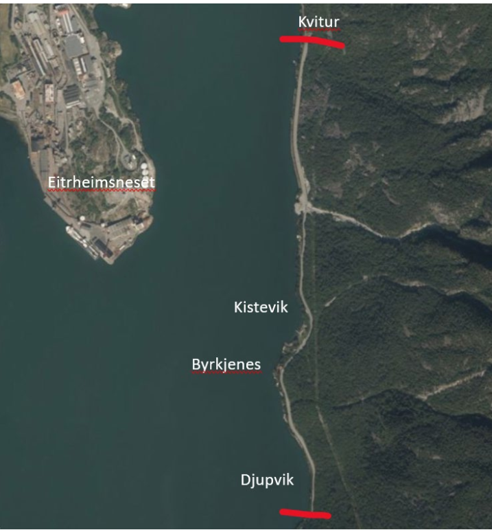 Oversiktskart som viser utbetringa av RV 13