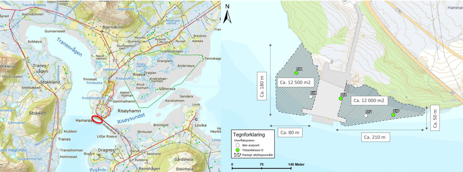 Oversikt over tiltaksområdet. Illustrasjonene er hentet fra søknaden utarbeidet av Multiconsult AS