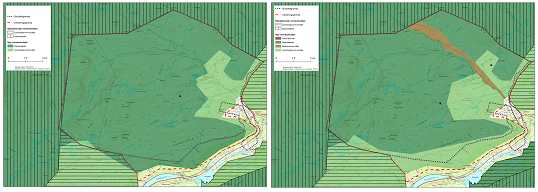 Vernealternativ 1 og 2 til KU, Hjerkinn skytefelt (kart)