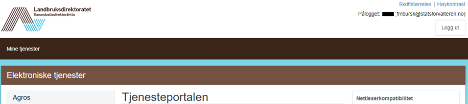 Skjermdump av Tjenesteportalen hos Landbruksdirektoratet. Skjermdump av Tjenesteportalen hos Landbruksdirektoratet.
