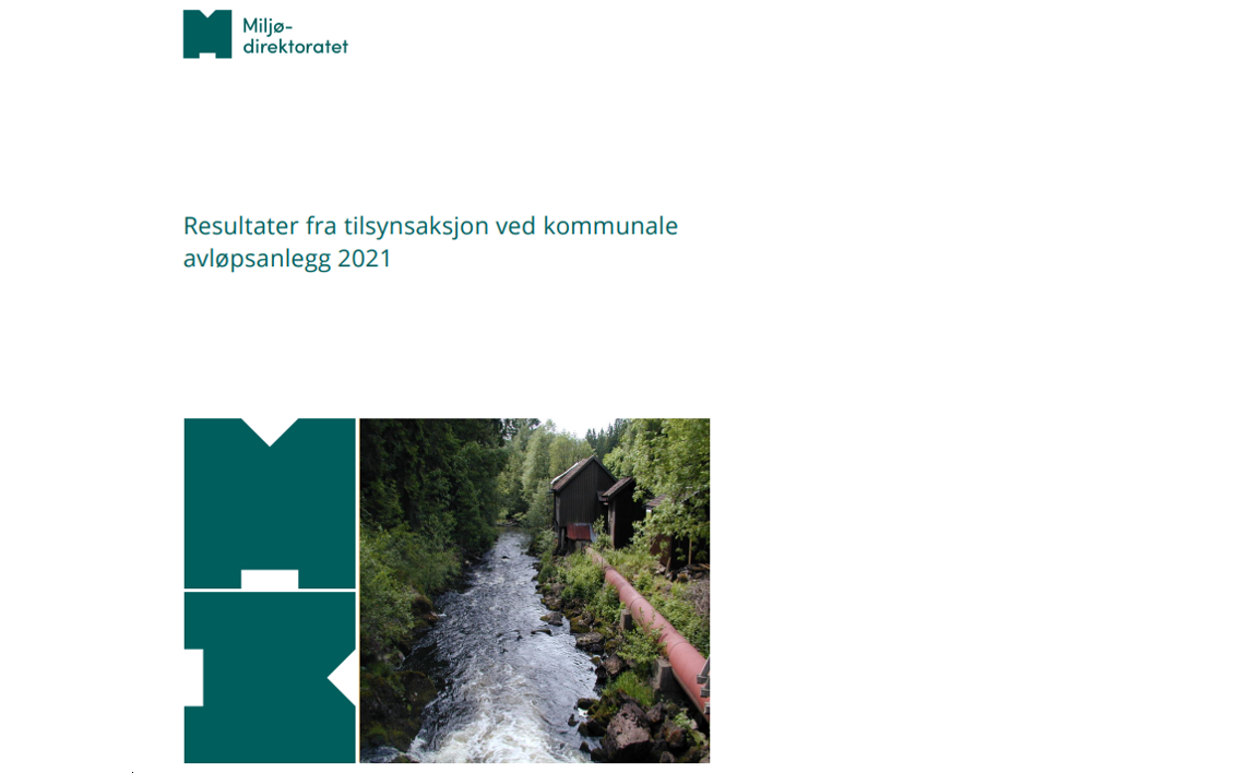 Rapportfremside - Resultater fra tilsynsaksjon ved kommunale avløpsanlegg 2021