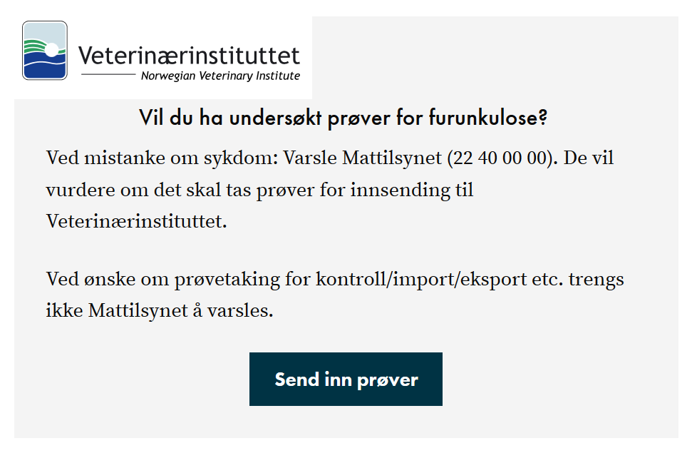 Skjermdump av www.vetinst.no